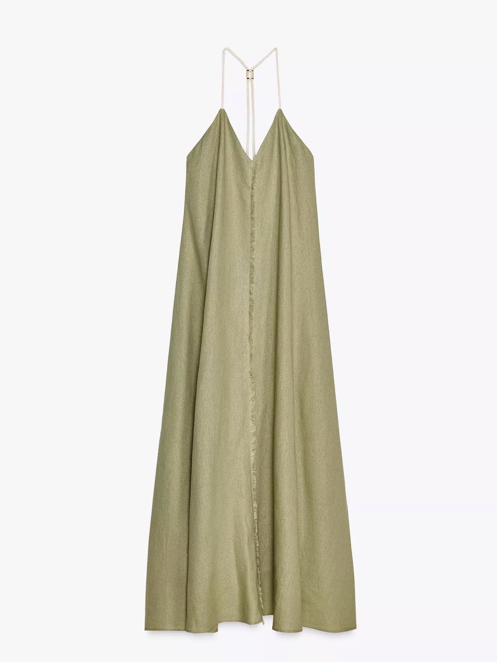 zara voluminous linen midi dress - Picture 4 of 9